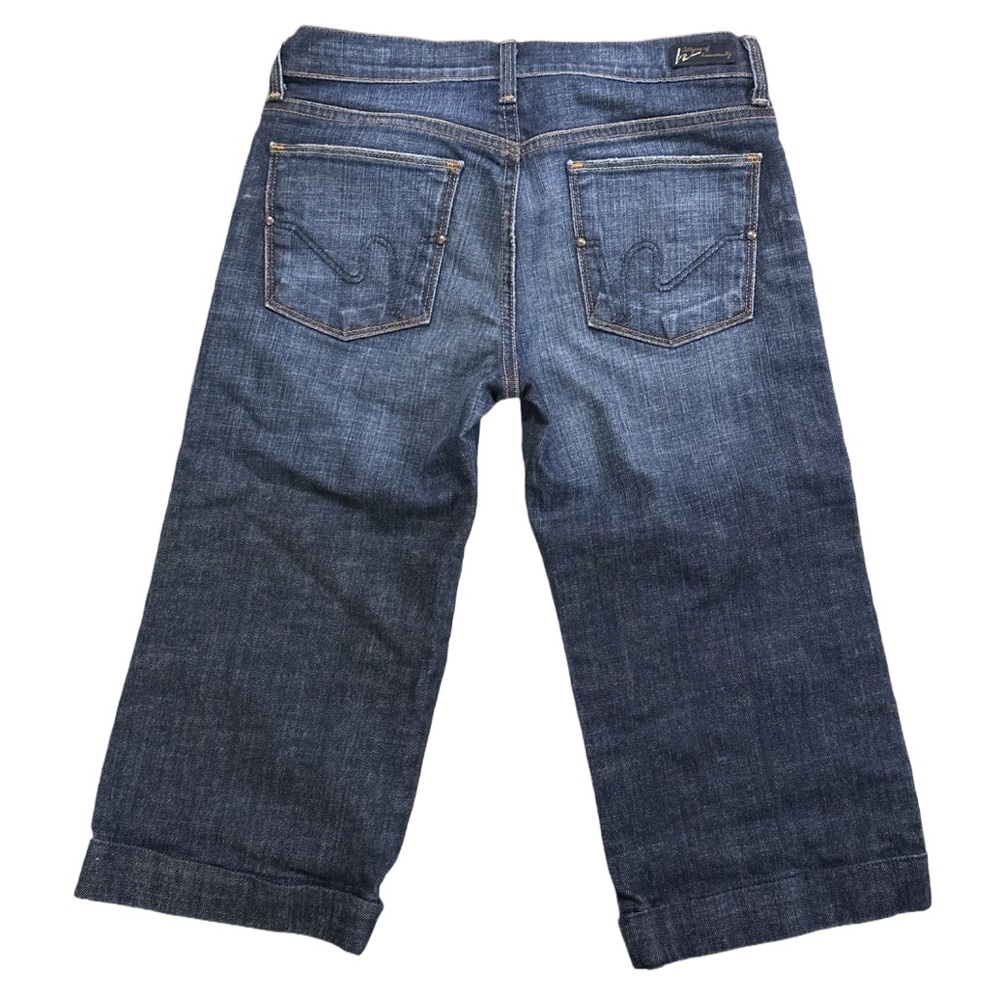 CITIZENS OF HUMANITY women's lowrise dark faded wide leg denim capri's, 26".